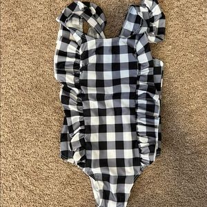 Black and white gingham one piece suit size 12-18 months
